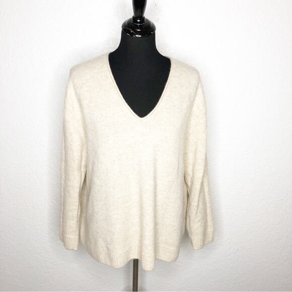 NAADAM cream tan v neck cashmere sweater. size 1X - Picture 1 of 15